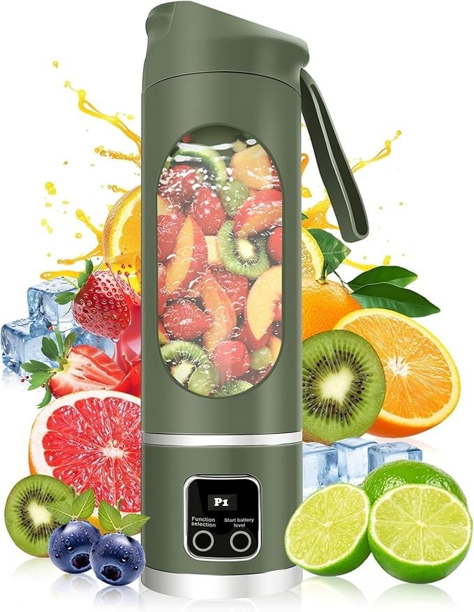Turelar PortableBlender Electric Juicers Fruit Mixers USB Rechargeable Smoothie Mini Blender Personal Juicer 10 Blades 3 Gears With 1300 Mah Rechargeable Battery-Smoothie Juicer (Green)