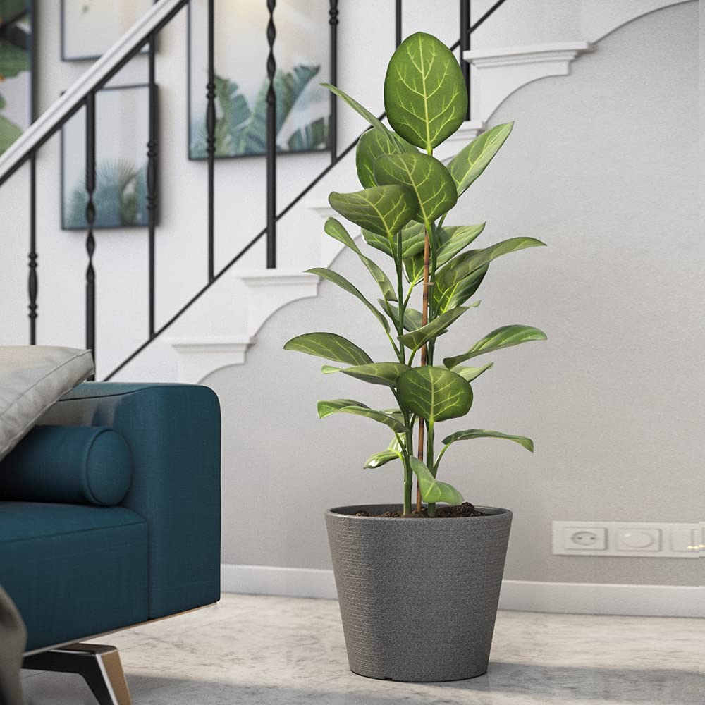Bello Sereno Round 16 D x 13H Inch Plastic Flower Pots for Home / Office Decor, Eco Friendly Pots for Indoor / Outdoor & Balcony Gardening, Planters with Optional Drainage Hole, Dark Grey Stone Finish Planter - 1 Piece (B07XD3FRMF) Amazon Price History, Amazon Price Tracker