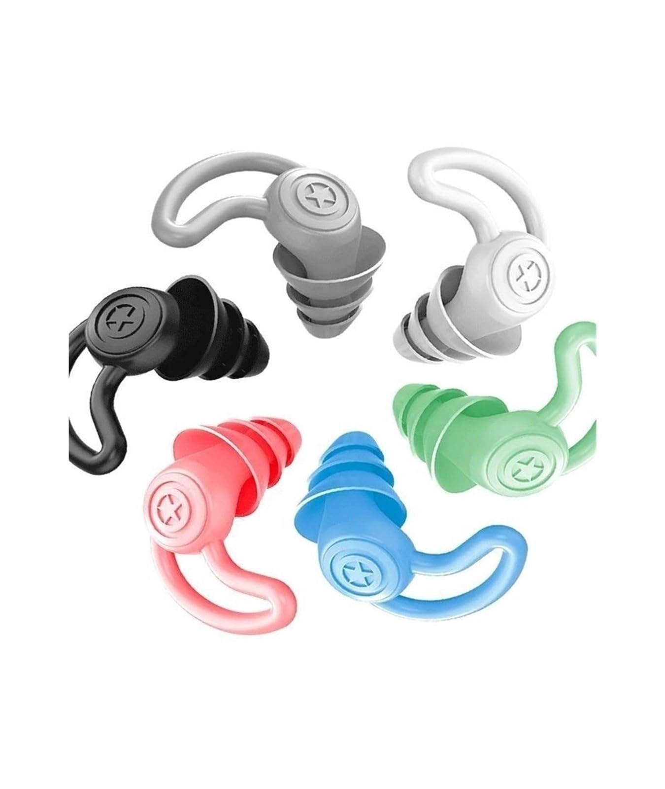 Tapones de silicona de 3 capas para natación, reutilizables, suaves, para dormir, estudiar y viajar (5 juegos-A)