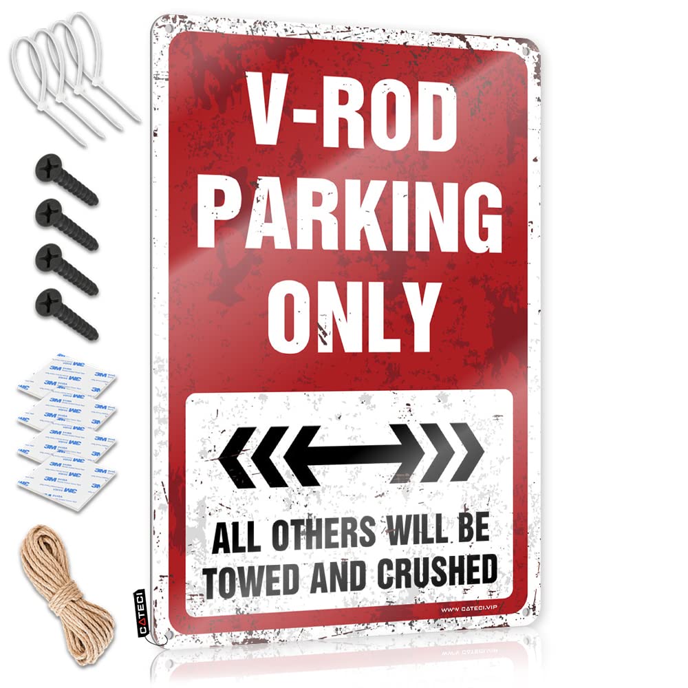 KRAZMURONGD Beer Decorations For Man Cave Funny Bar Decor V-Rod Parking Only Tin Sign(30X40CM)