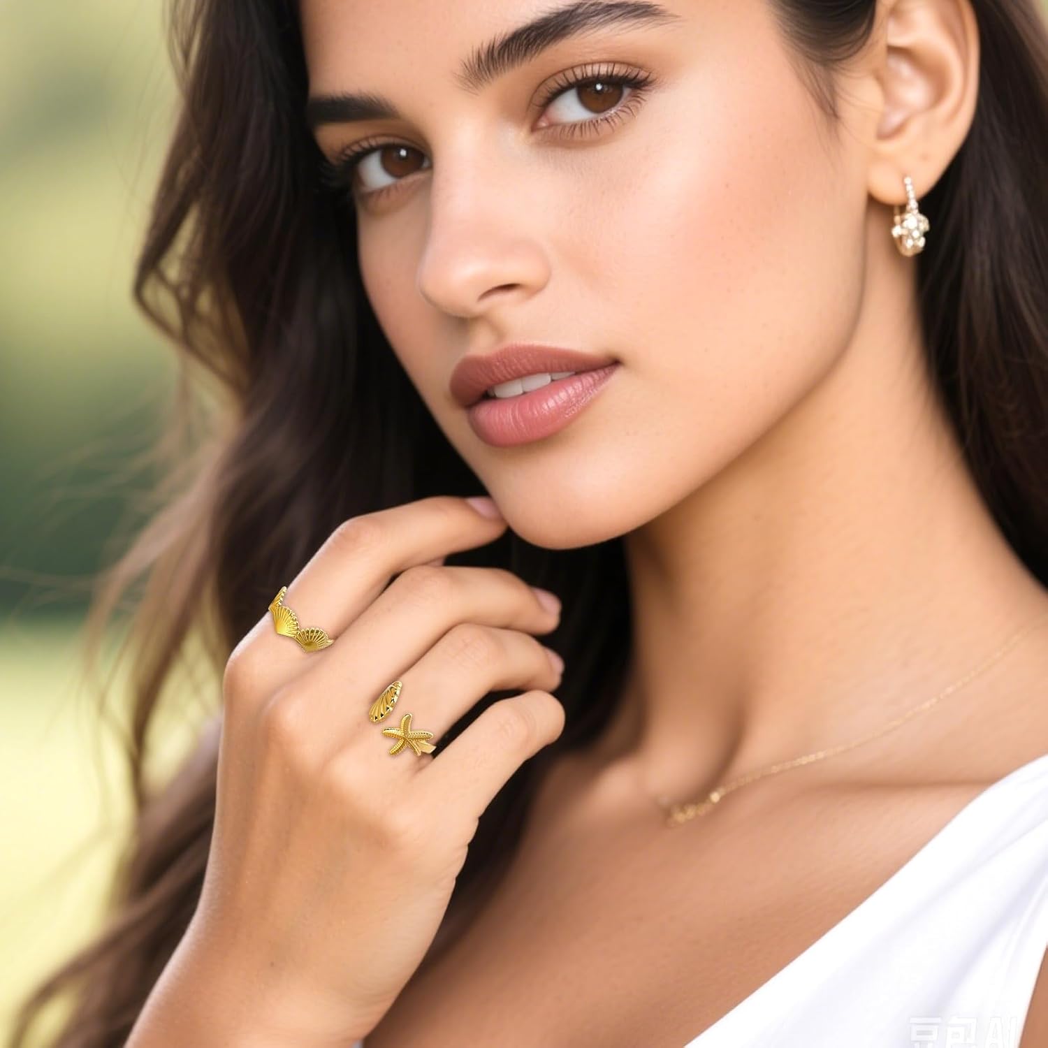 Jansun 6 PCS Gold Seashell Rings for Women 18k Gold Plated Seashell Ginkgo Starfish Surf Stackable Dainty Rings, Beachy Summer Jewelry Gift - Image 6