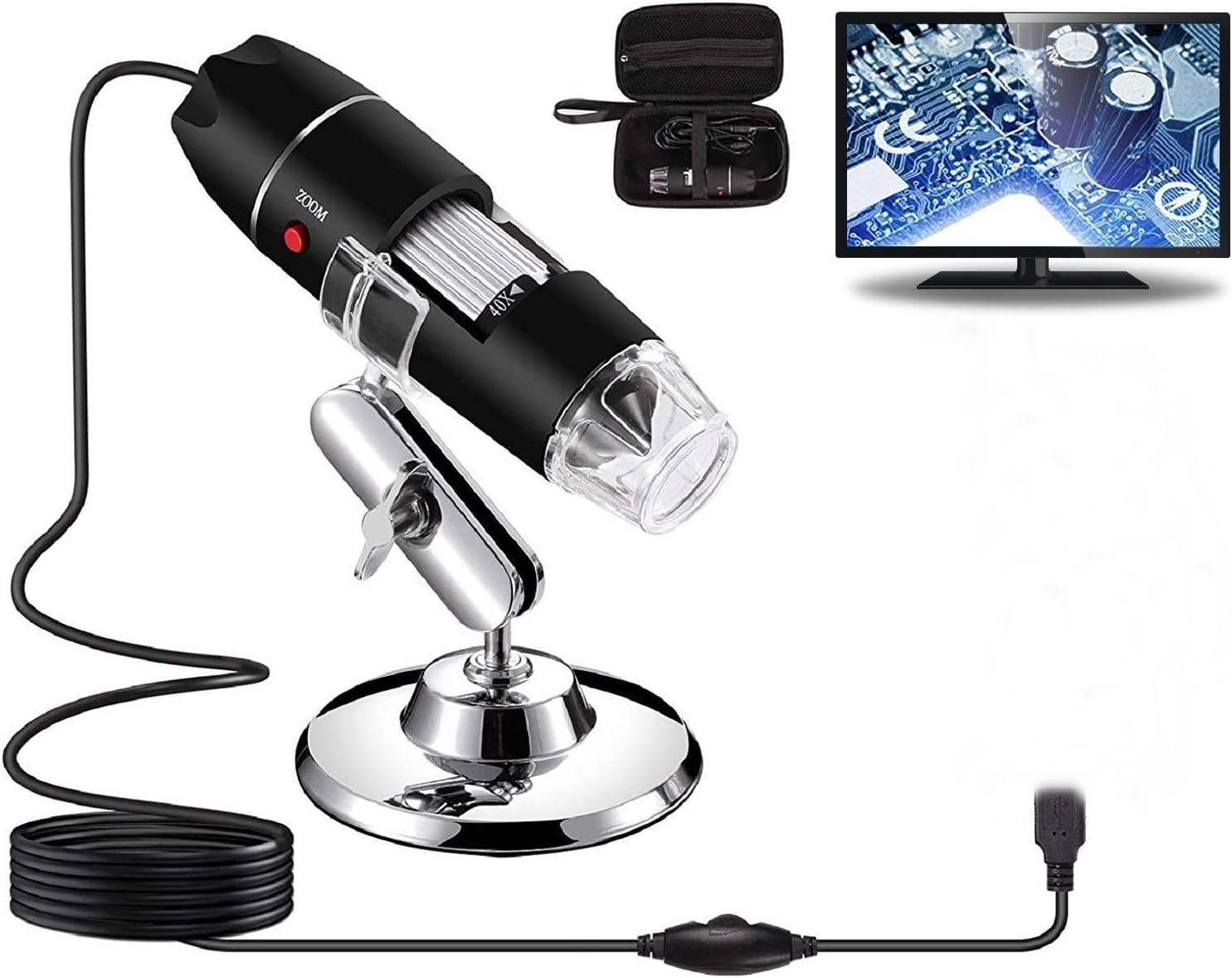 schofic usb digital microscope 40x to 1000x, 8 led magnification endoscope camera (otg not included) (pack of 1)