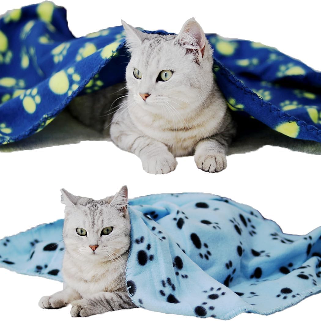 TBK Pets Double-Sided Fleece Pet Blanket, Soft Snuggle Blanket for Dogs and Cats Machine Washable (2 Blue, Light Blue, 28x24/70x60cm) - Image 2