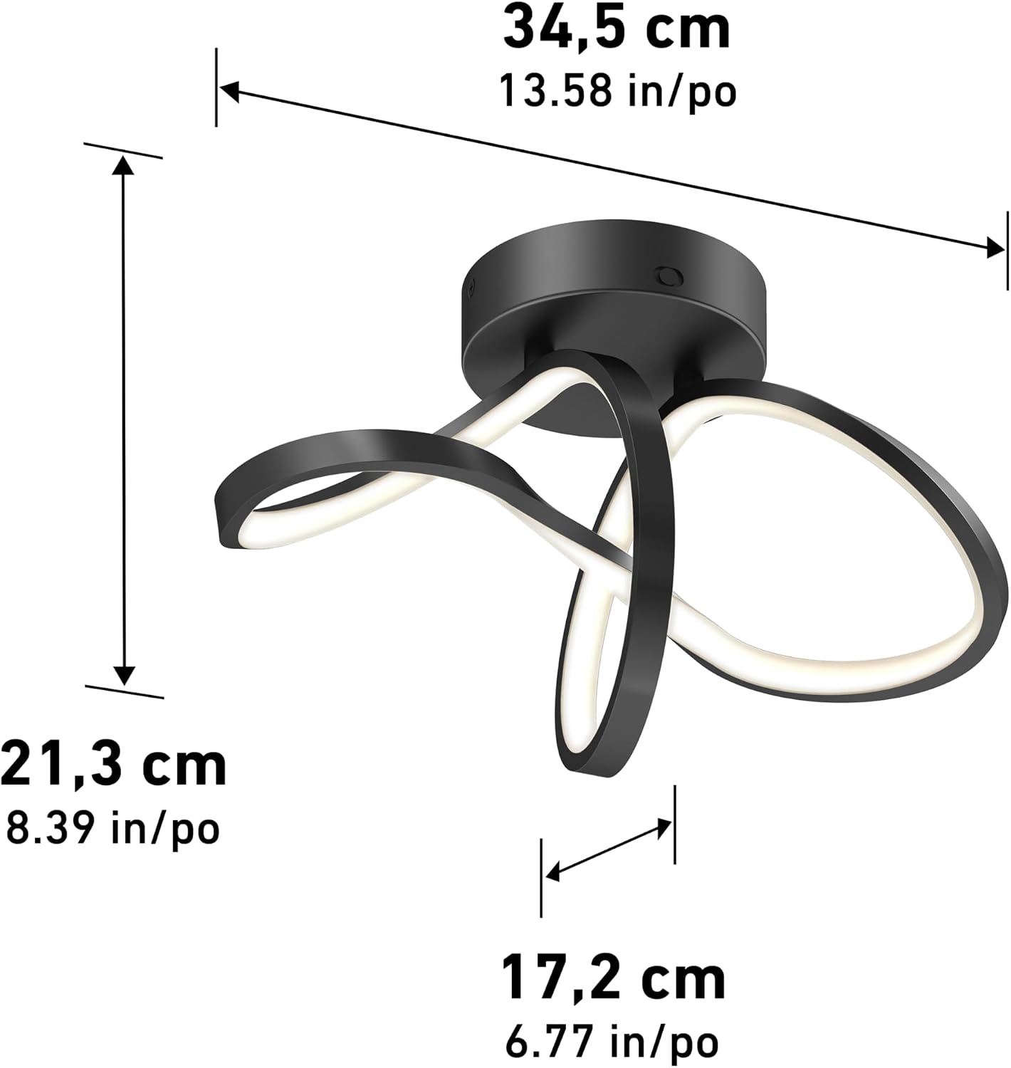 ARTIKA Loop 20W Integrated LED Flush Mount Ceiling Light, Black Modern Fixture for Kitchen, Bedroom, Bathroom, Hallway, 1200 Lumens, Adjustable 3000K-5000K