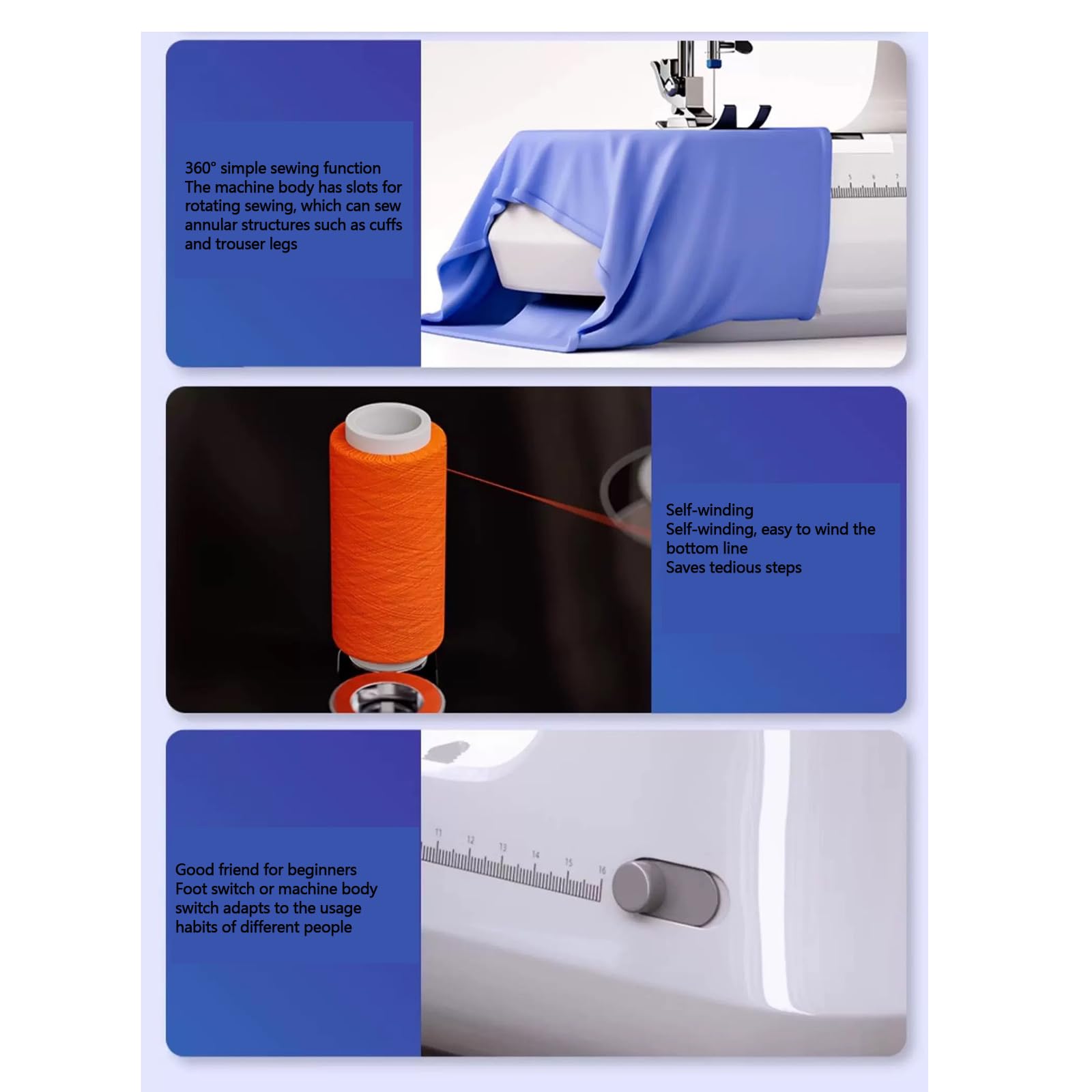 Máquina de Coser Industrial - portátil automático con Costura inversa, 12 Puntos empotrados, manijas de Tela Gruesa, Profesionales y Principiantes