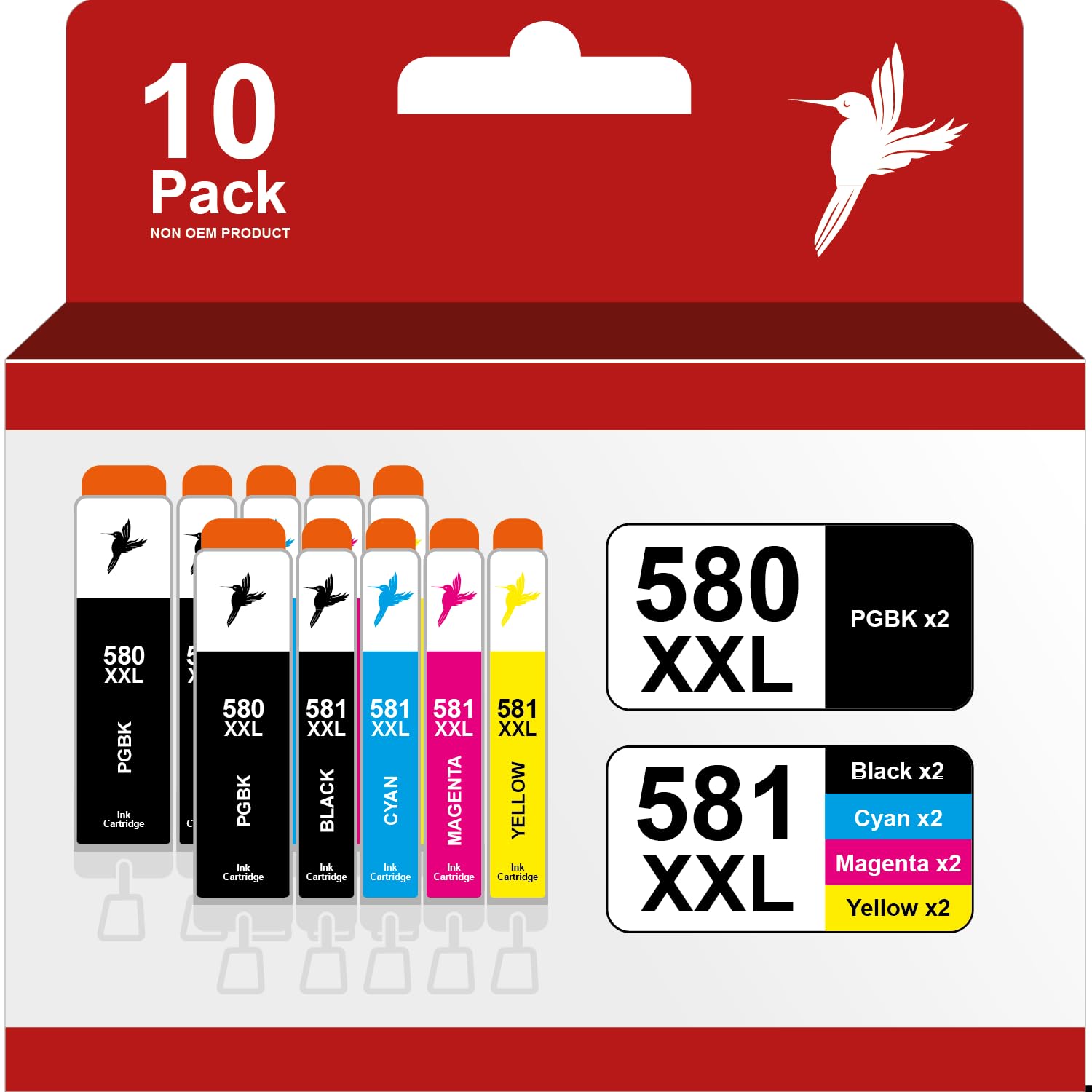 Cartucho Tintas Canon PGI 580XXL CLI 581XXL Pack De 5 Cartuchos De Tinta Compatibles Para Impresoras Canon Pixma E 851202