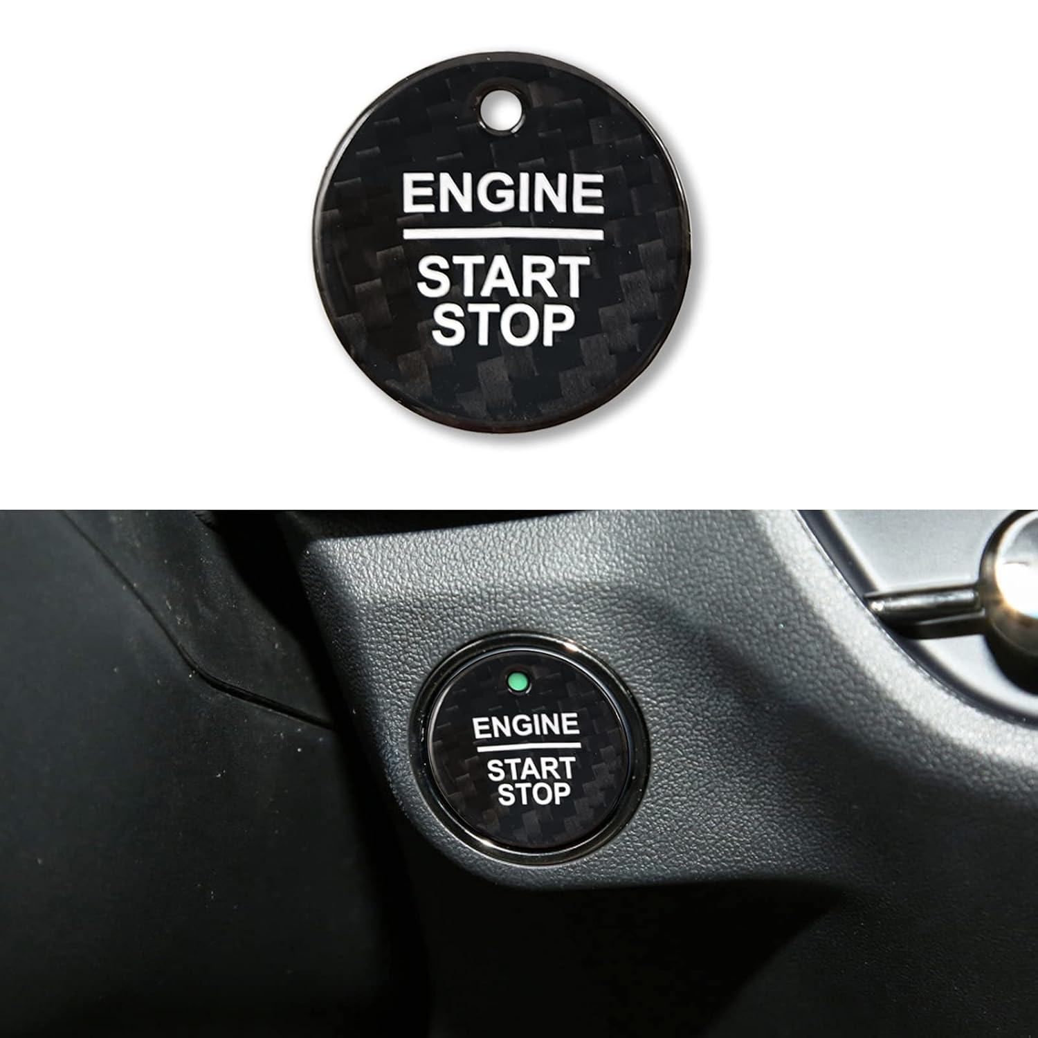 QianBao Compatible with Carbon Fiber Start Stop Button Cover Car Engine Push Start Ignition Switch for Ford F-150 Explorer Escape Focus Fusion Edge Ranger Taurus Everest Red