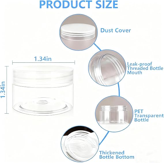 4 Pack 1 Oz (30ml) travel containers for creams Leak Proof with Labels