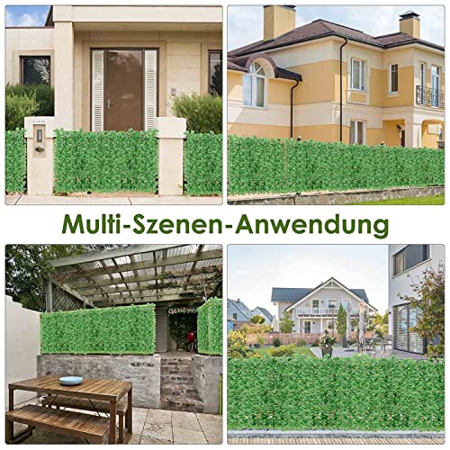 Trintion Künstliche Efeu Garten Sichtschutz 100x300cm Balkon Sichtschutz Künstliche Hecken Paneele Rolle Pflanzen Hängend Girlande für Gartenhecken Balkon Außendekoration
