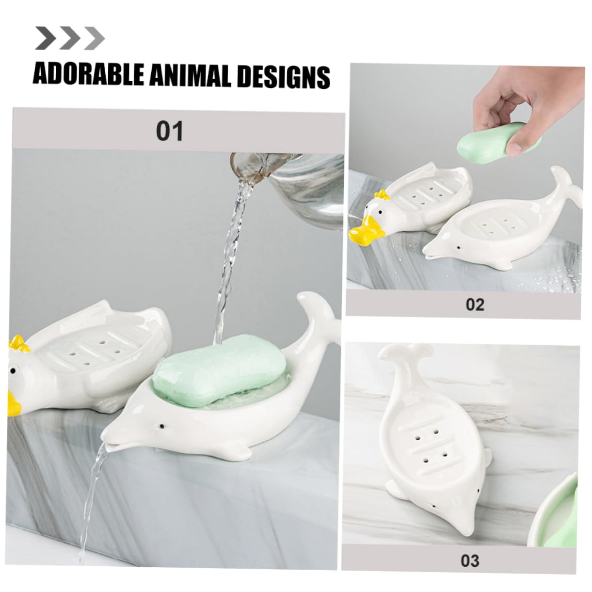 Jabonera de Cerámica con Diseño Marino 2 Piezas para Baño
