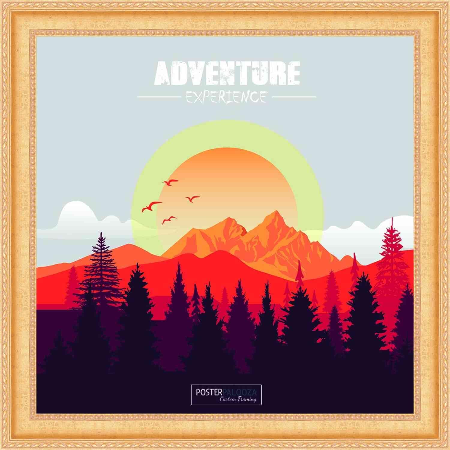 Poster Palooza 21x21 Frame Traditional Gold Complete Wood Square Picture Frame with UV Acrylic Plexiglass, Foam Board Backing & Hardware Included