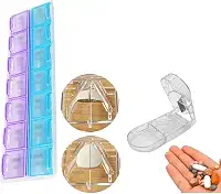 Organizador de Comprimidos Semanal + Cortador de Comprimidos - Praticidade e Saúde em um Só Produto!
