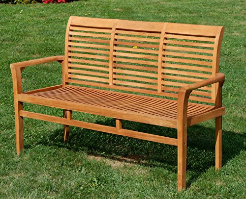 TEAK Design Gartenbank 150cm Parkbank Sitzbank 3-Sitzer Bank Gartenmöbel Holz sehr robust Modell: ALPEN von AS-S - 2