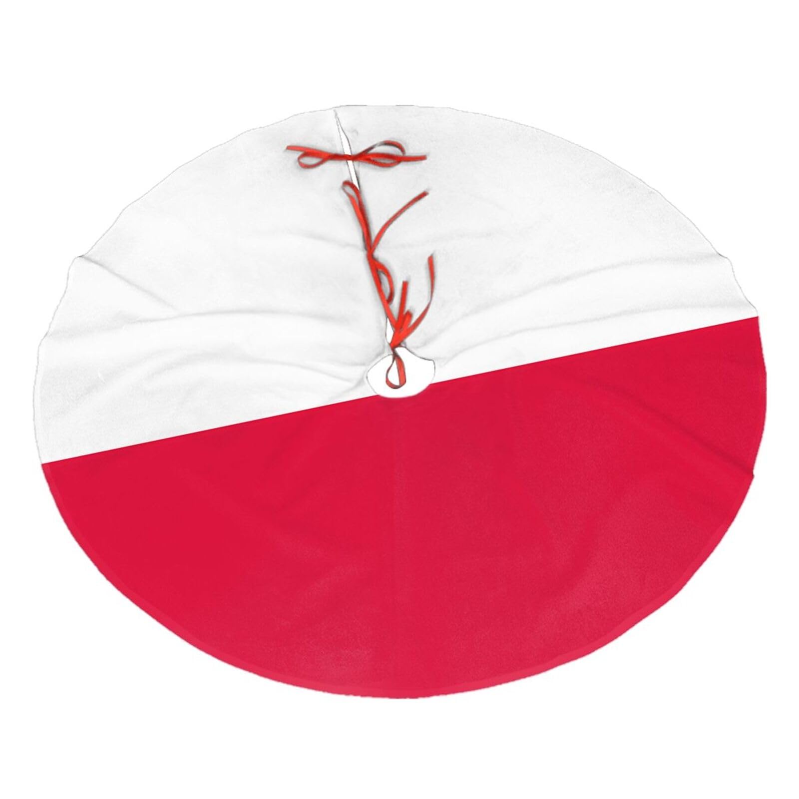 Polish flag48 Christmas Tree Skirt Christmas Plush Tree Skirt Indoor and Outdoor Decoration