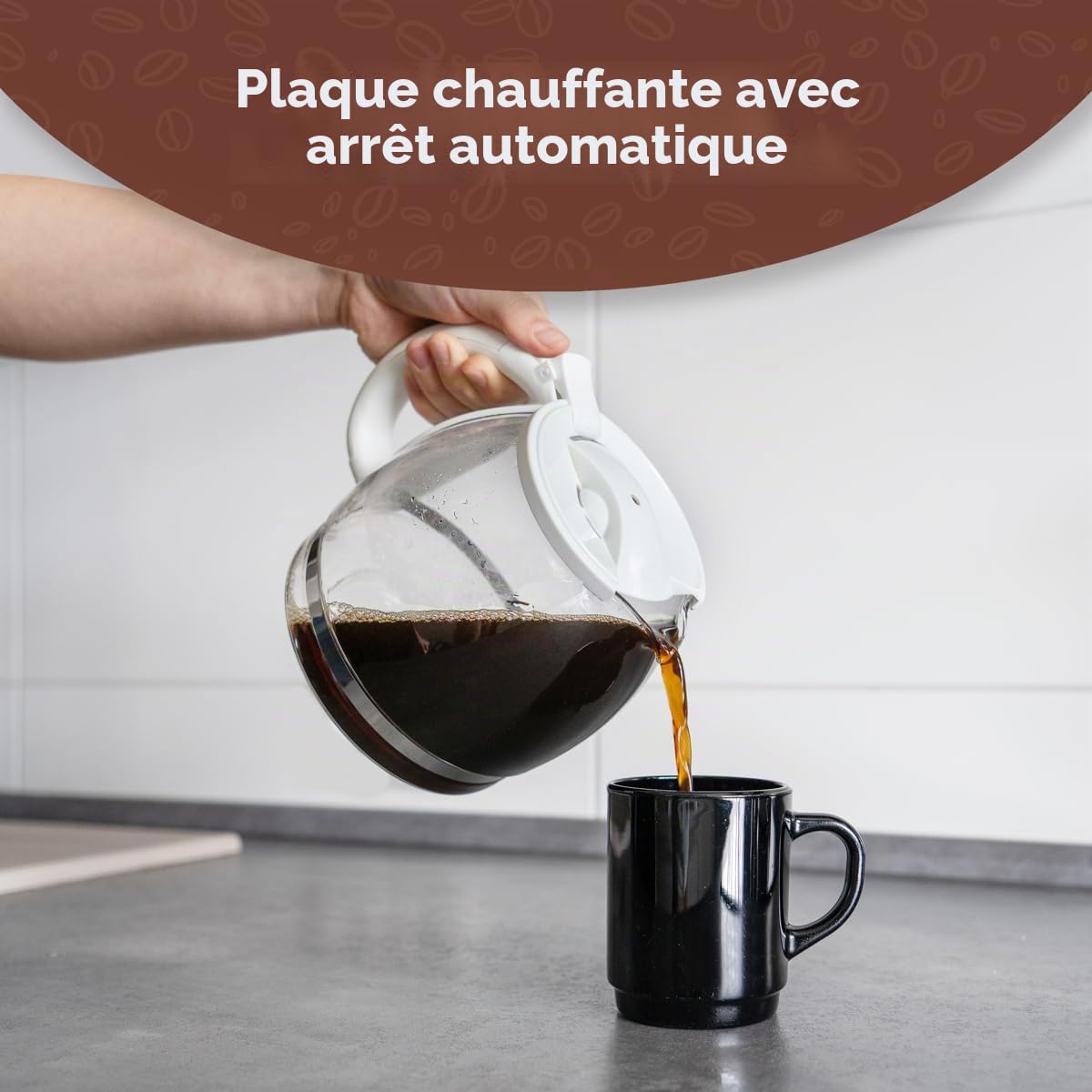 Clatronic, Machine a Café, Cafetiere, Expresso, Cafetière filtre électrique 12-14 Tasses capacité env. 1,5 L, système anti-goutte, Blanche, 900 watts, KA 3473