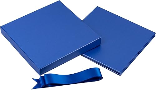 Miniatura 4 de RUSPEPA Caja de regalo de cumpleaños mediana con tapas cinta y papel de seda caja de regalo plegable 1 unidad 9 x 9 pulgadas azul rey