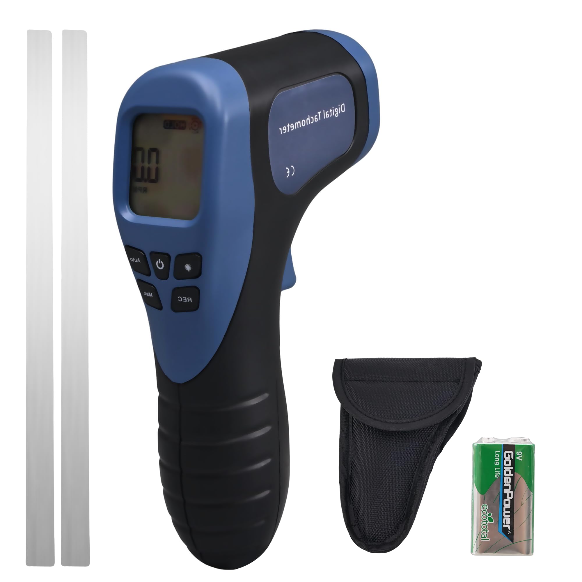 Handheld Digital Laser Tachometer - Non-Contact RPM Meter, Measures 2.5-99,999 RPM, High Precision with LCD Display, Reflective Tape Included, Ideal for Motor Speed and Industrial Use-image-42