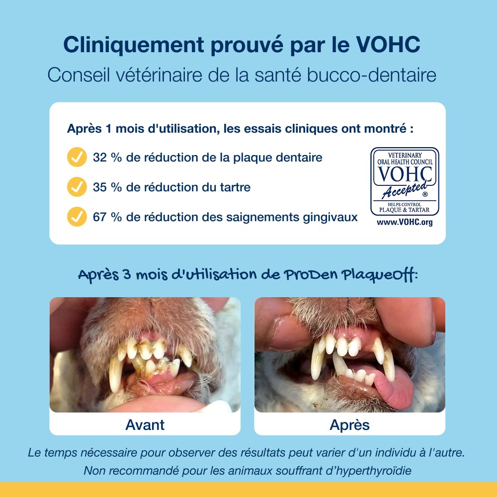 ProDen PlaqueOff Lot Dentaire Chien Poudre 60g et 13 Os à Mâcher au Poulet