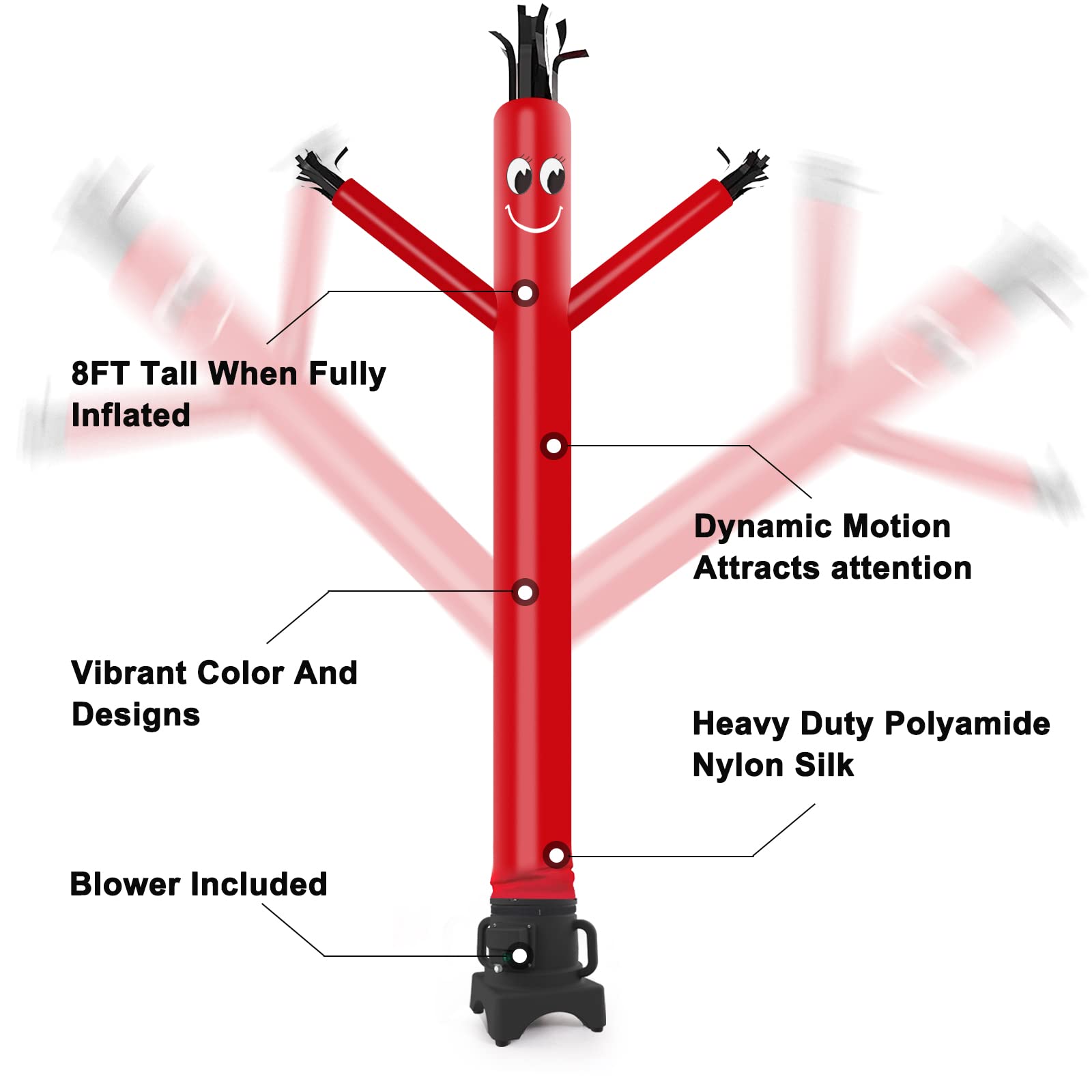 mounto 8 ft Fly Handpuppe Tänzerin mit 1/3HP Gebläse komplett-Set 8f high Red.