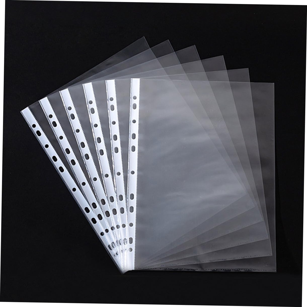 PLAFOPE Chemise Rangement Document A4 Transparente, Pochettes Perforées 11 Trous en Pp, Lot de 100, Résistantes à L'eau Déchirures pour Bureau