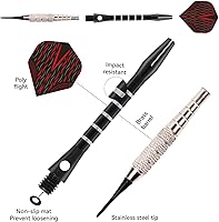 Vista 4 de KALIONE Paquete de 30 ejes de dardos, ejes de dardos multicolor para punta de acero, accesorios de dardos de rosca de aluminio 2BA, kit de repuesto