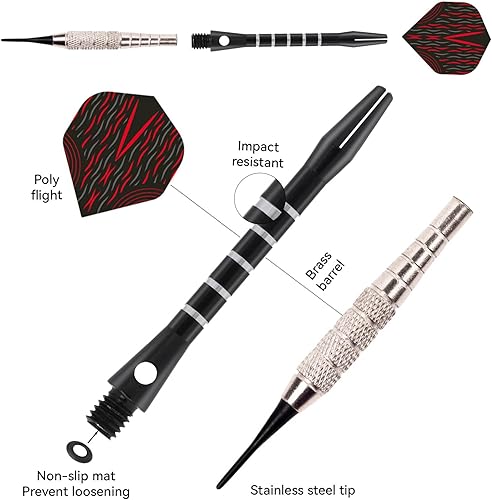 Miniatura 4 de KALIONE Paquete de 30 ejes de dardos, ejes de dardos multicolor para punta de acero, accesorios de dardos de rosca de aluminio 2BA, kit de repuesto