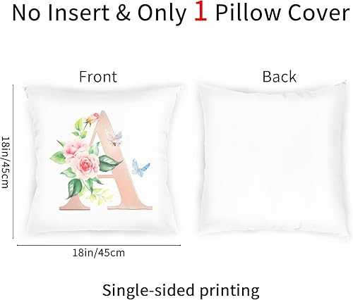 Miniatura 2 de COSHAYSOO Funda de almohada decorativa con letra A del alfabeto, inicial de 18 x 18 pulgadas, funda de almohada decorativa con monograma y flor de