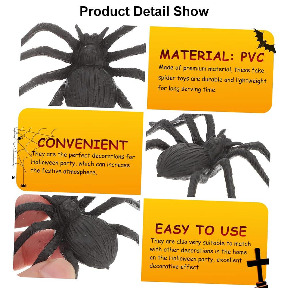 100 Ragnetti Finiti Neri In Plastica Per Halloween | Decorazioni Realistiche 2,4 Cm