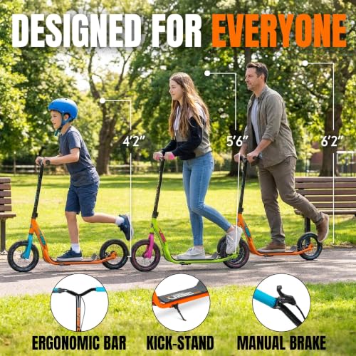 Image of Madd Gear Large Kick Scooter for Adults, Teens & Kids 8-12 with Kickstand - 12 inch Air-Filled Tires, Wide Deck, Lightweight Steel Frame - Metro Urban Glide 300
