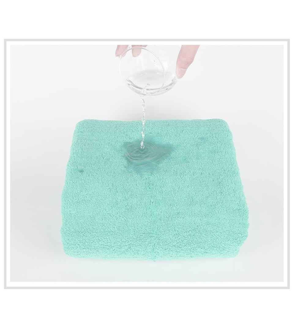 WovenWonder Pack of 2 Super Jumbo Bath Sheets (100 x 200 cm-600GSM) Luxury 100% Egyptian Cotton Soft Extra Large Bath Sheet Towels Highly Absorbent & Quick Dry Hotel Quality Towel Set (Mint) - Image 4