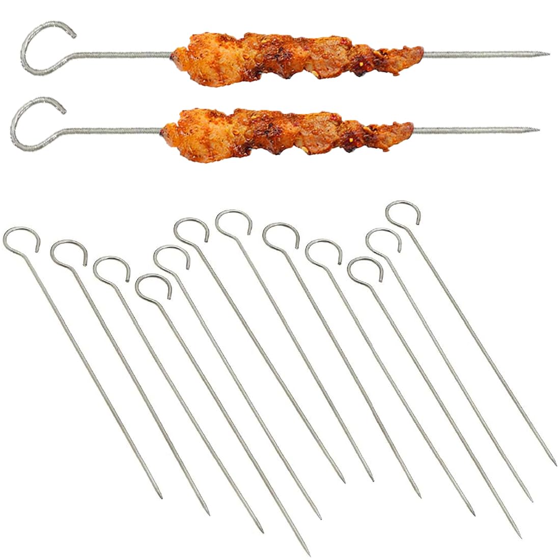 20 Pezzi spiedini acciaio, Spiedini in Acciaio 20cm, spiedini barbecue, Spiedini Barbecue Stuzzicadenti Lunghi In Metallo, Stuzzicadenti Barbecue Lunghi, per Panettone, Falò, Spuntini e Verdure