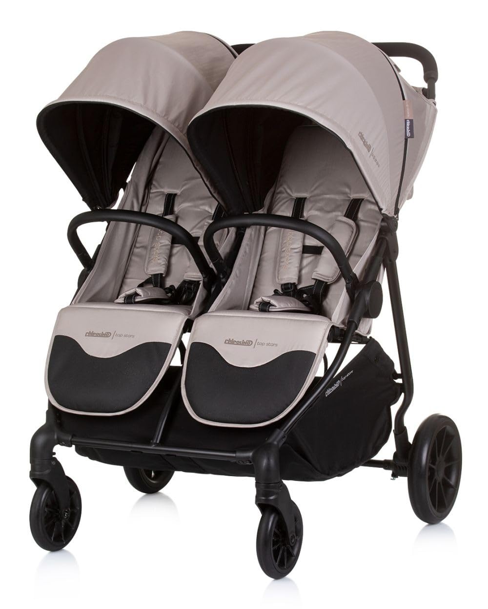 Chipolino passeggino gemellare Top Stars largo 77 cm borsa fasciatoio parapiedi, colorazione:beige