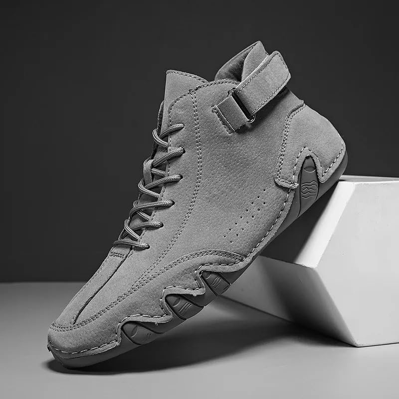 Image of Zixer Deebeck Explorer Wide: Extra-Wide Designed Barefoot Ankle Boots for Outdoor, Biking & Commuting Men's Suede Velcro Leather Casual Sneakers Vol-2