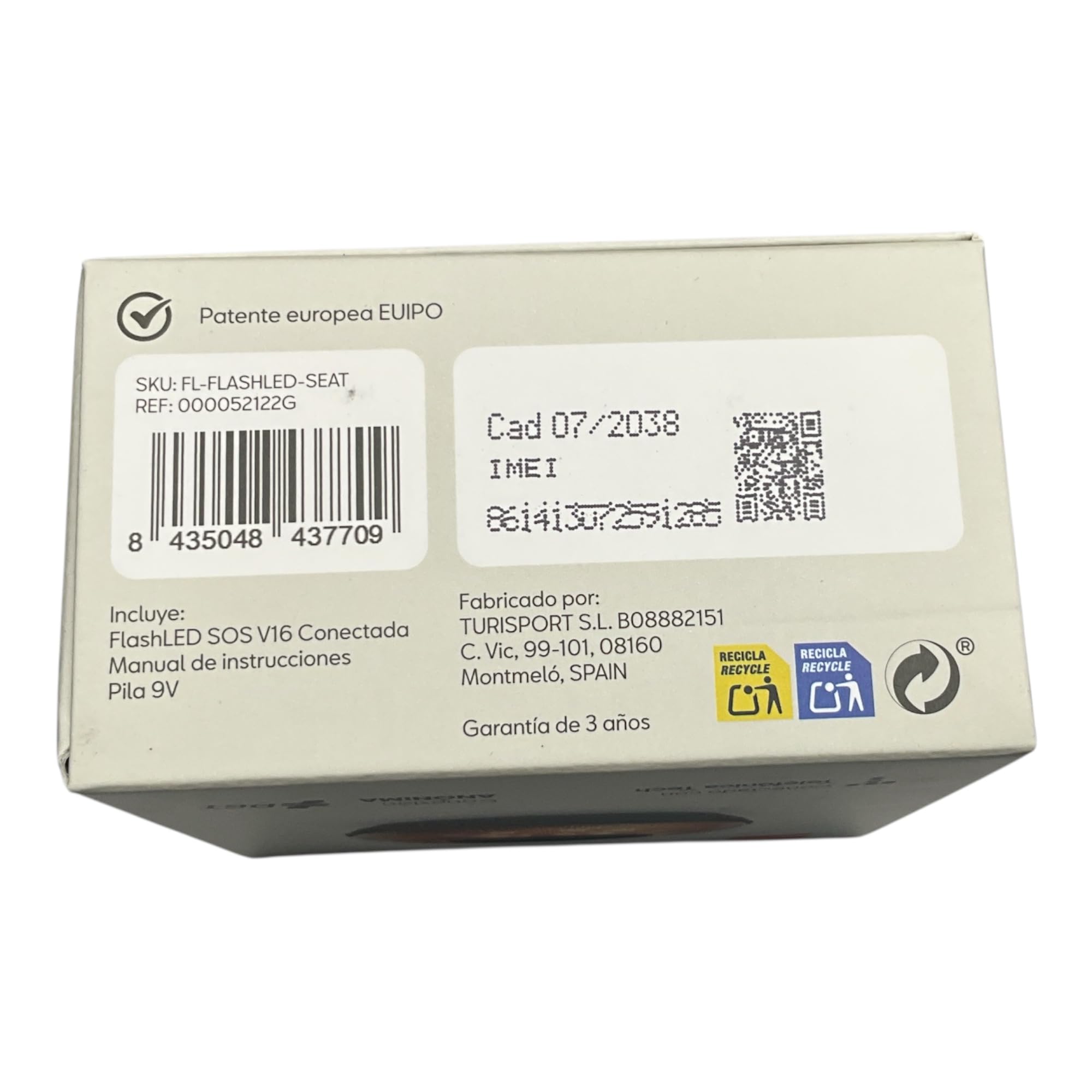 Original SEAT Luz de emergencia Homologada V16 - Conectada a DGT 000052122G