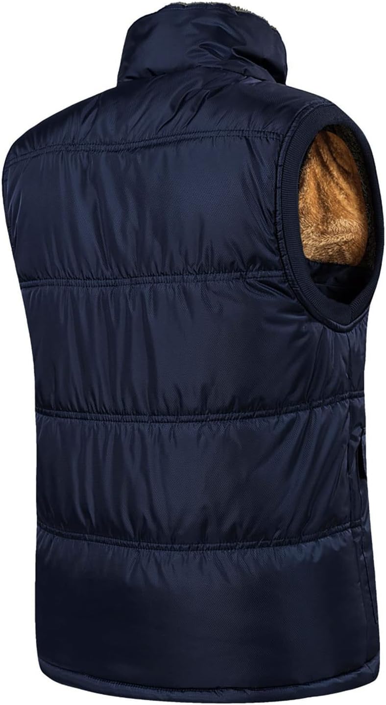 Men's Winter Warm Outdoor Padded Puffer Vest Thick Fleece Lined Sleeveless Jacket - Image 2
