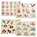 ThinkMax 4 Pcs Children Wooden Jigsaw Pegged Puzzle Board Toy Educational and Learning Puzzles Toy - Number, Vegetable, Village and Animal