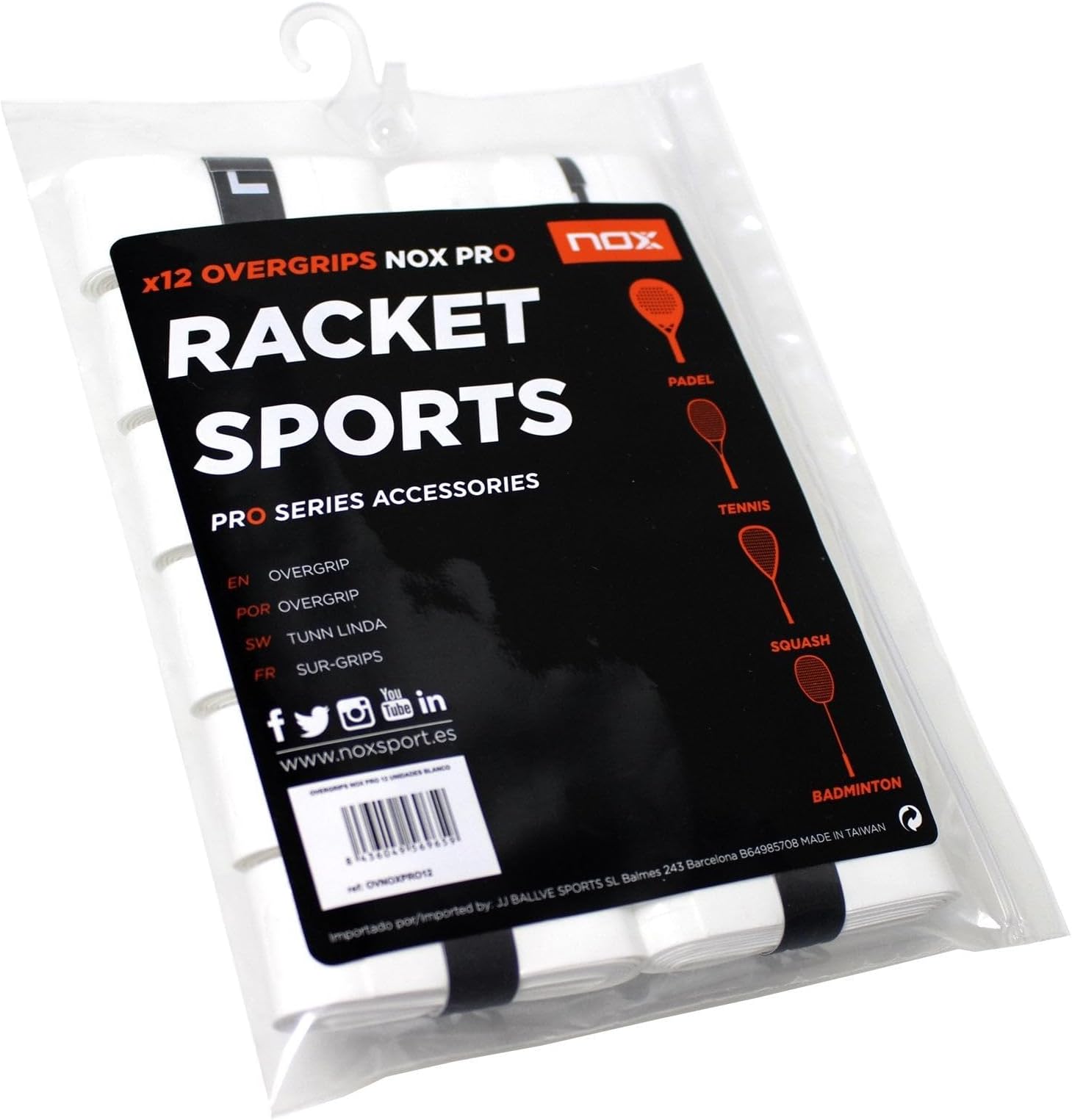 NOX Pack Blister Pack 12 Overgrips Pro White Smooth