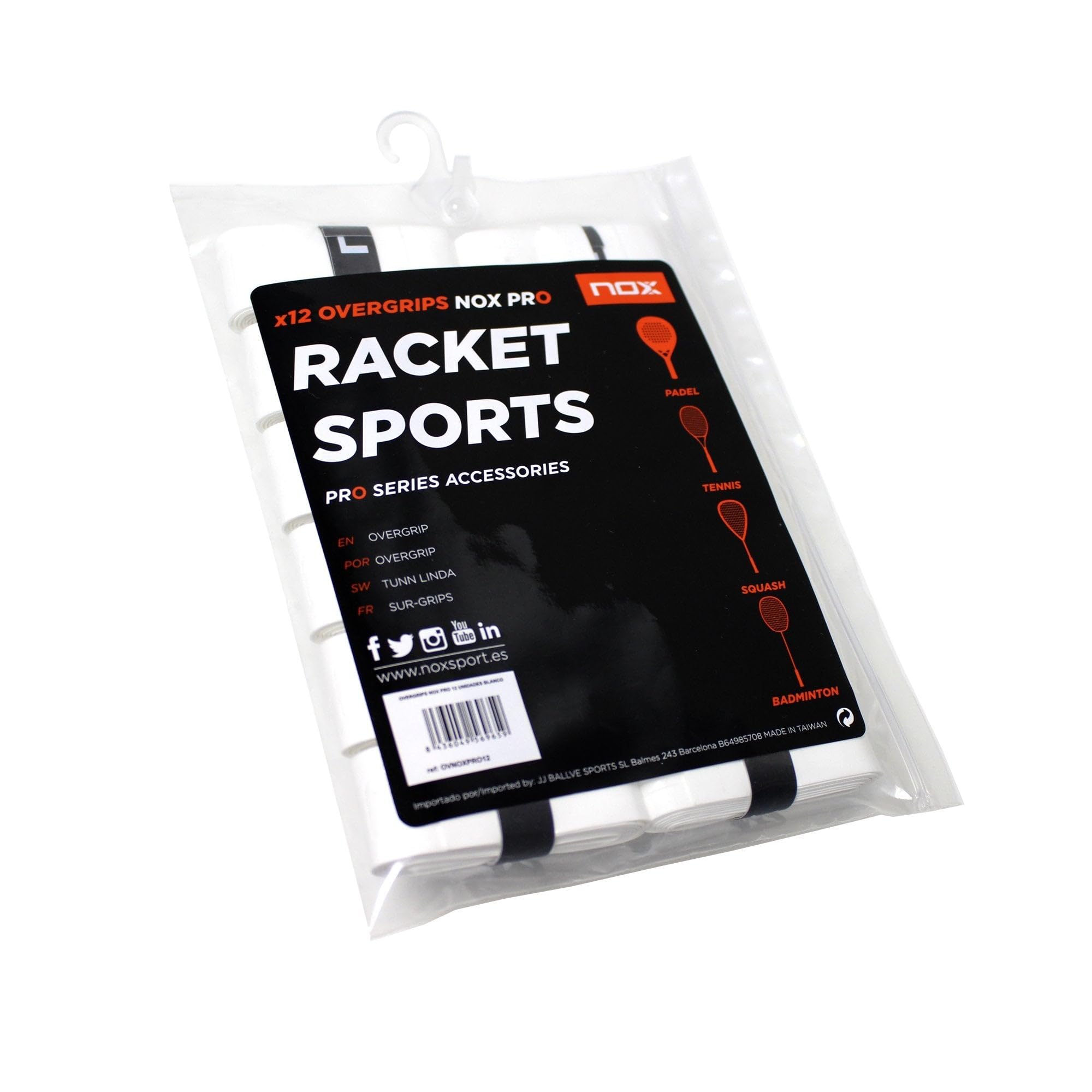 NOXPack Blister Pack 12 Overgrips Pro White Smooth