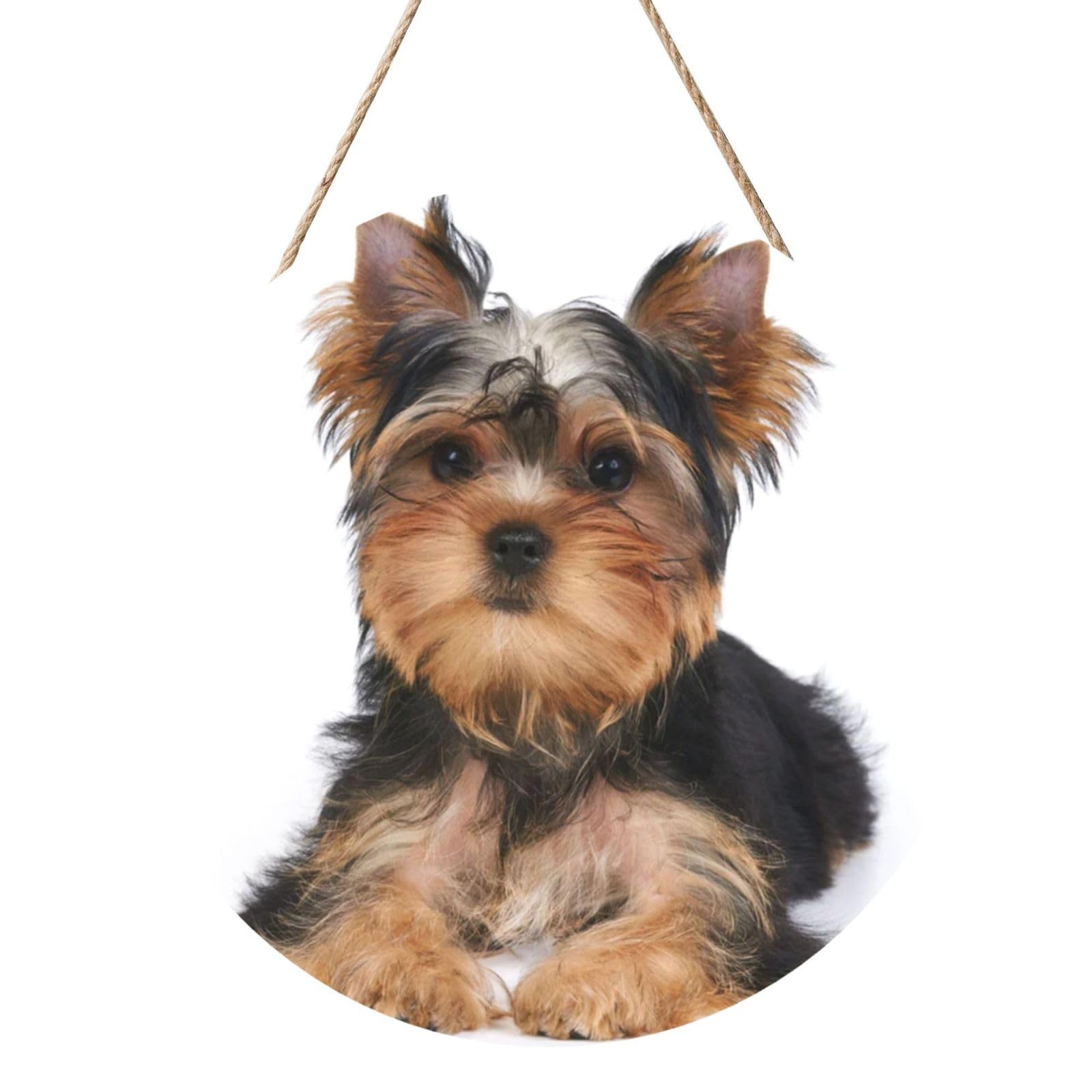 InOmak Yorkshire Terrier, Round Wood Panel Painting 12 in, Wall Hanging Painting For Home