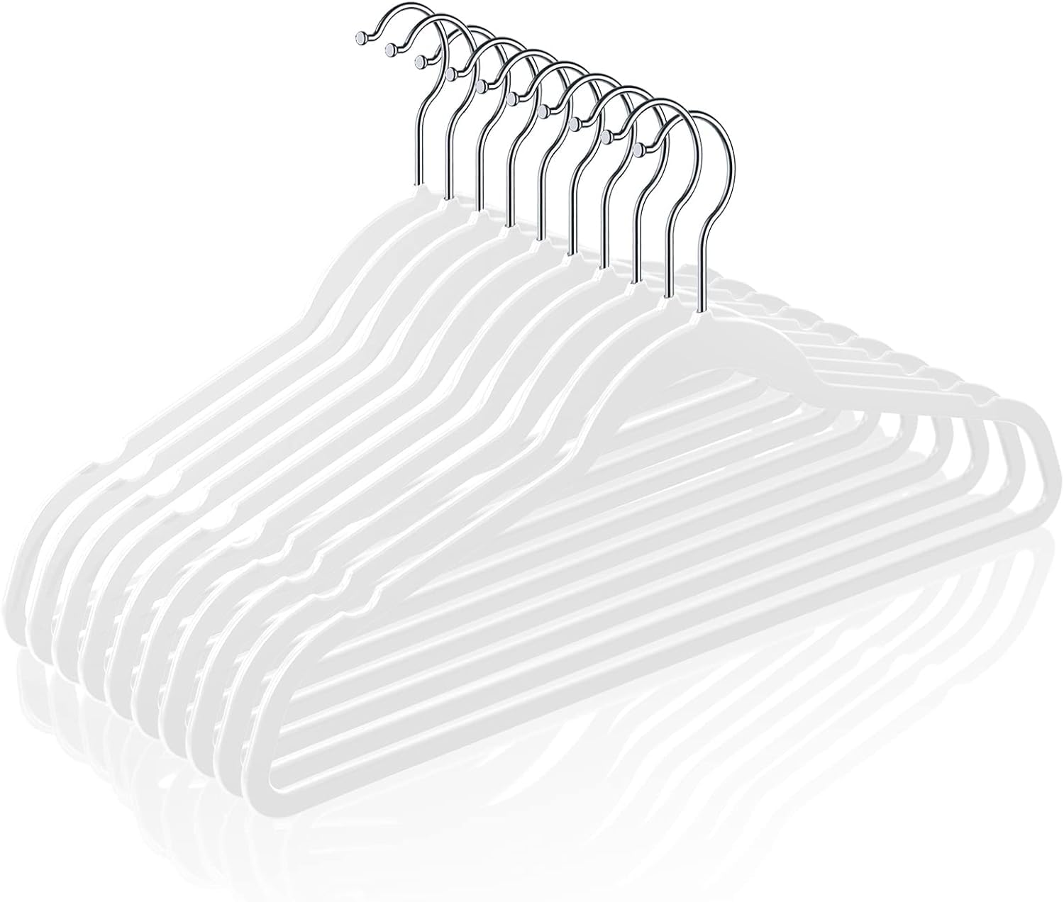 Golden bird Plastic Hangers Heavy Duty Dry Wet Clothes Hangers with Non-Slip Pads Space Saving Hanger Super Lightweight Organizer (White, 10 Pieces)