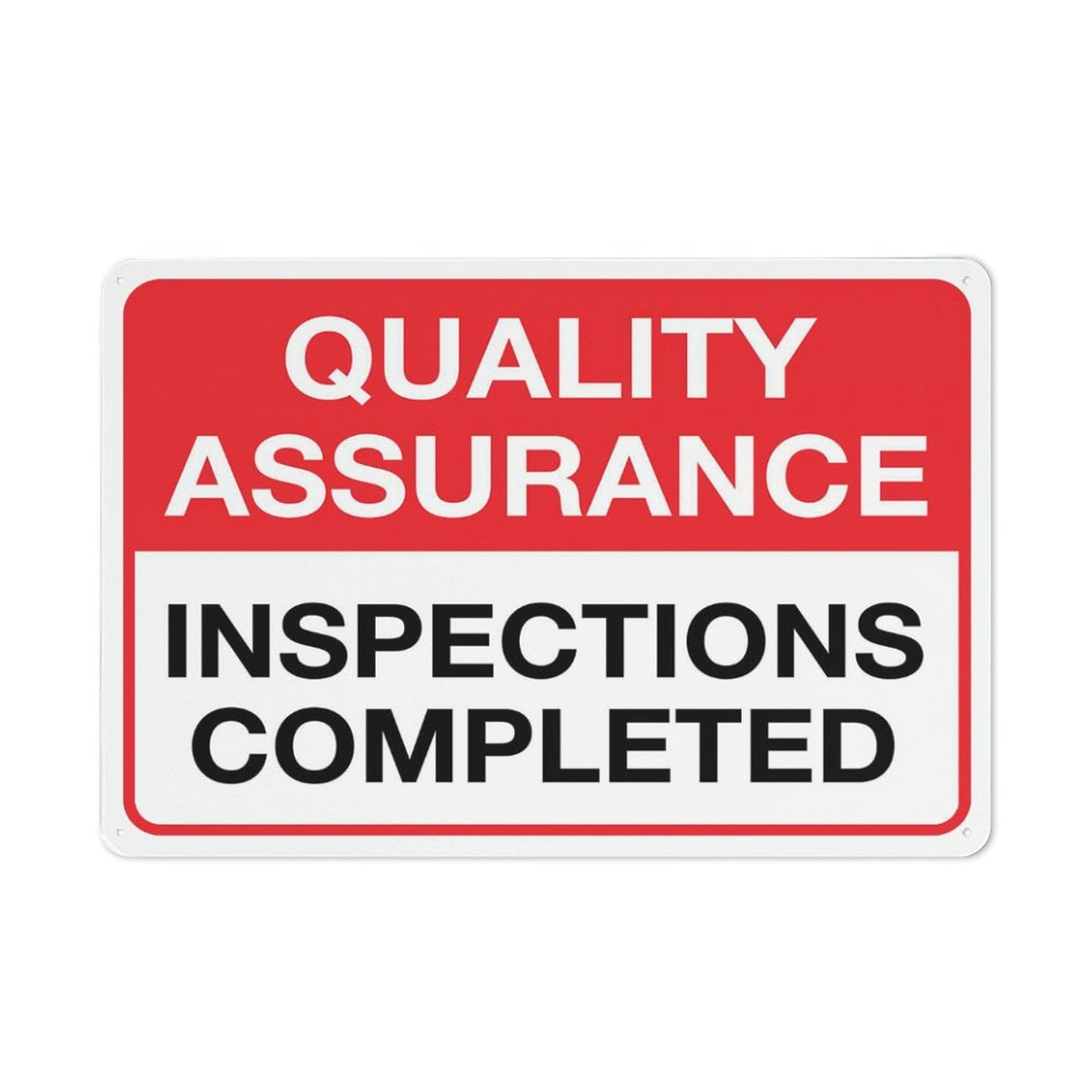 Quality Assurance Inspections Completed Wall Art Decor Plaque for Cafe Farm Garage Garden Yard Tin Sign 8x12 Inch