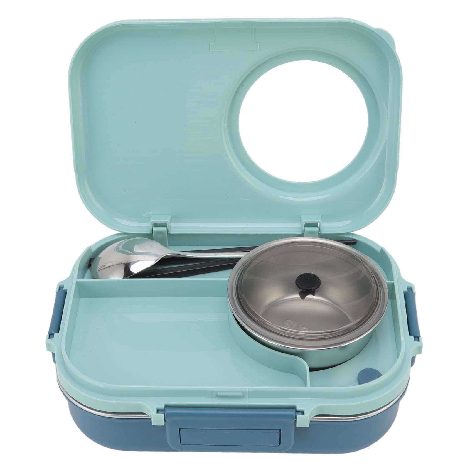 Greensen Insulated Bento Box Thermal Lunch Box 1100ml Double Decker with Flowproof Lid, Portable Food Container with Rust Resistant 304 Stainless Steel (Blue)
