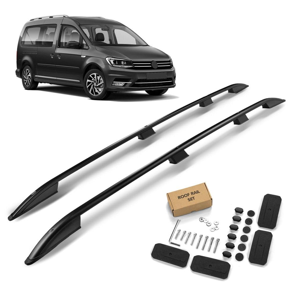 CHROMEMASTER | Dachreling Dachträger Kompatibel mit VW Caddy Maxi LANG 2015-2020; Zur Befestigung der Dachgepäckträger, Dachkörben, Dachboxen oder Dachfahrradträger | Robuste Konstruktion aus Alu