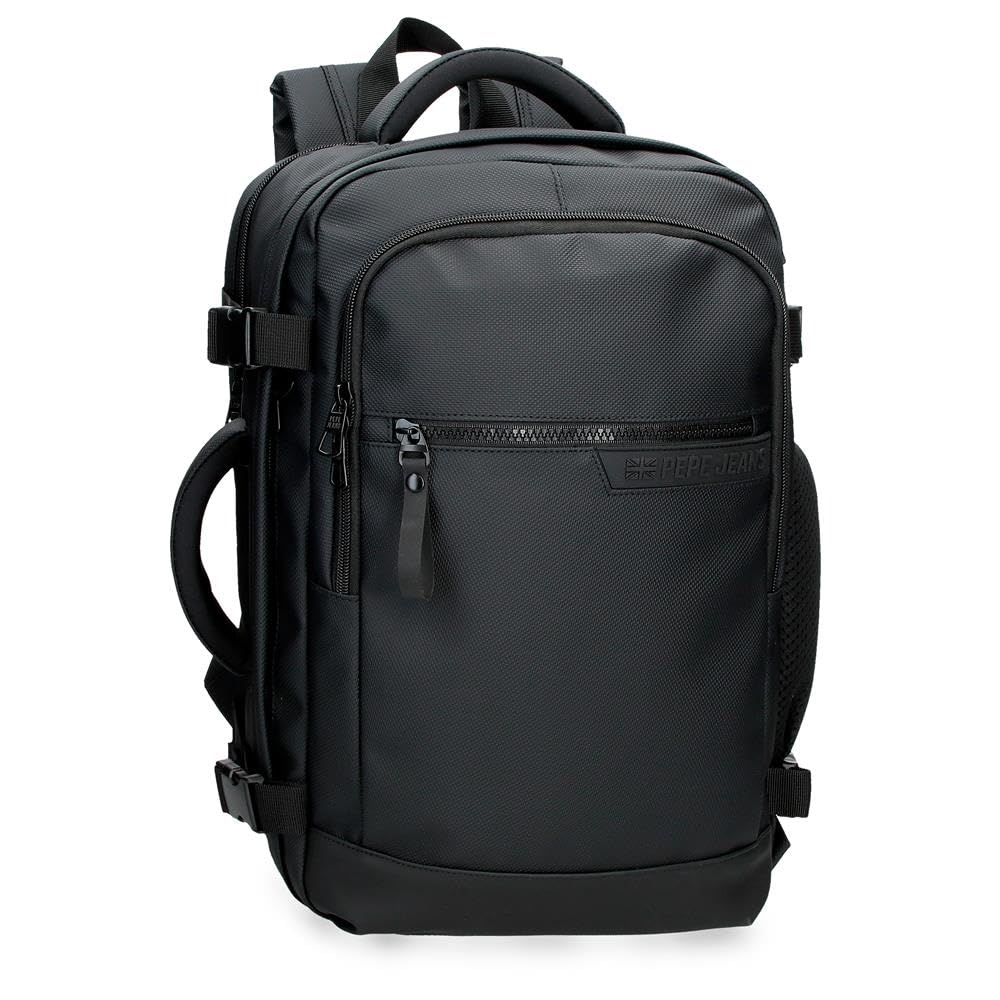 Pepe Jeans Dorking Laptop Cabin Backpack 15.6 inch Black 25x40x20 cm Polyester with Synthetic Leather details 20L by Joumma Bags