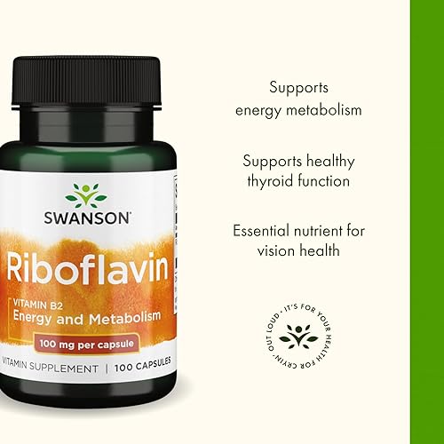 Miniatura 4 de Swanson Suplemento de vitamina B2 (riboflavina) – Suplemento vitamínico para apoyar la salud de la visión, ayudar a la función tiroidea y promover