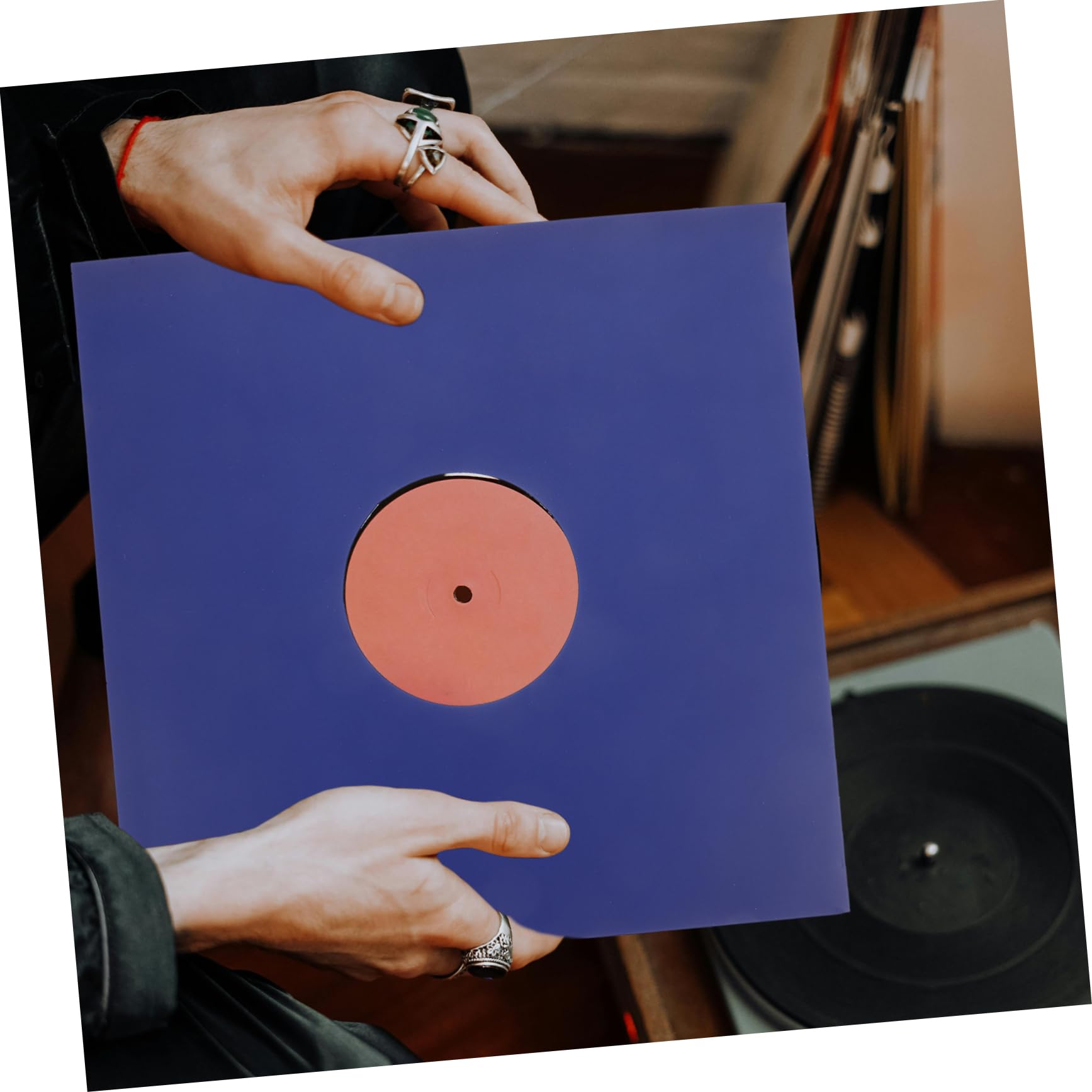 Mikinona Custodia Giacca per Vinile in Carta Kraft Blu, Protezione Resistente per 12 Pollici, Confezione da 10 Pezzi per Conservare Album e Dischi Vinile in Modo Sicuro