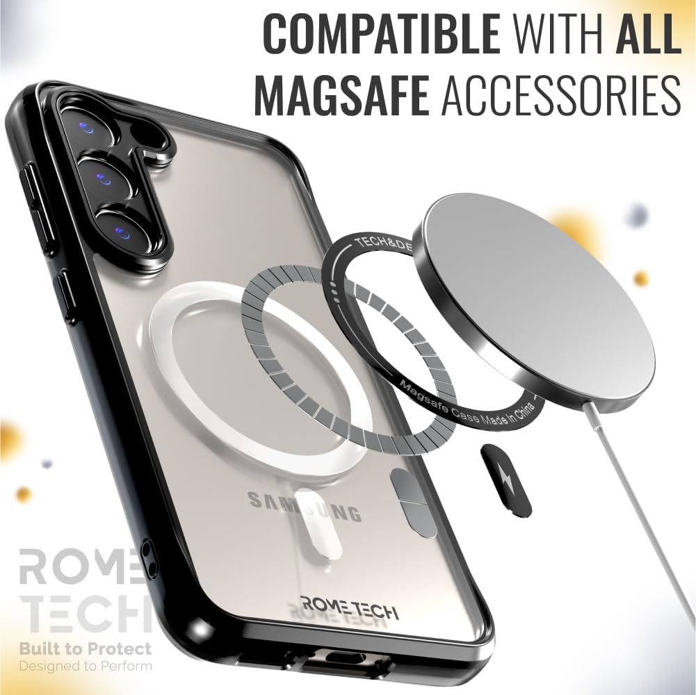 Rome Tech Clear Case Compatible with MagSafe for Samsung Galaxy S23 6.1" (2022) - Slim and Rugged Fit Thin Shockproof Case Compatible with Magsafe Devices - Clarity