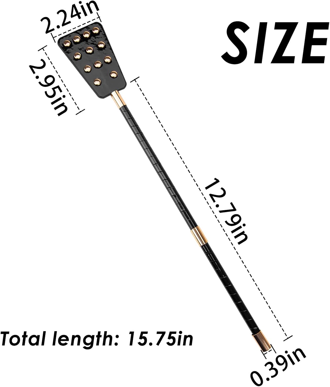 Rivet Square Flap Leather Flap Paddle Long Handle Metal Decorative Leather Whip Female and Male Role-Playing Accessories Sex Toy Spanking Racket