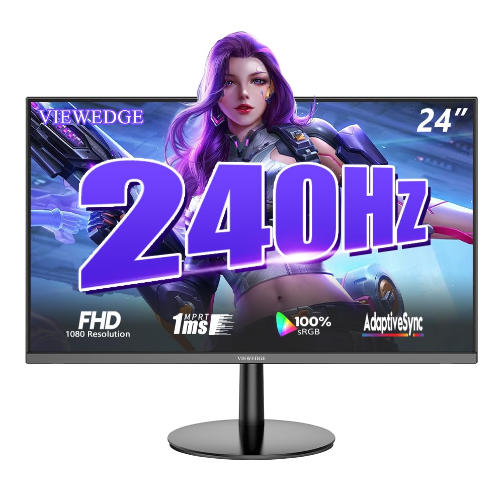 Viewedge Gaming Monitor 24 inch 240Hz, VA 1ms, FHD 1080p Computer Monitor | HDR 10 100% s…