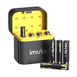 imuto Rechargeable AAA Batteries Lithium 8 Pack with Fast Charger,1300mWh 1.5V Output Triple a Lithium Batteries 1600 Cycles Long Lasting
